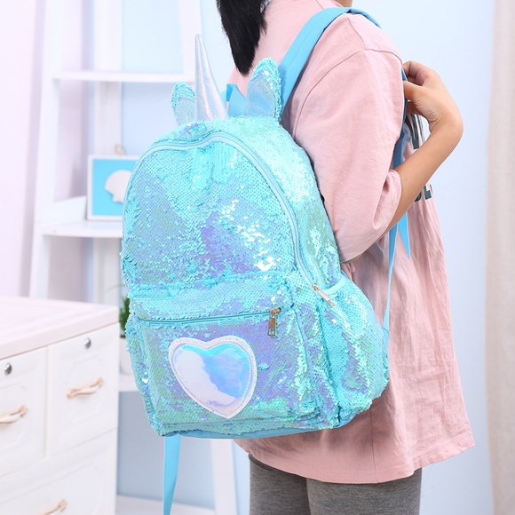 NWT UNBRANDED Sequin Unicorn Toddler Princess Backpack Bag - Picture 7 of 8